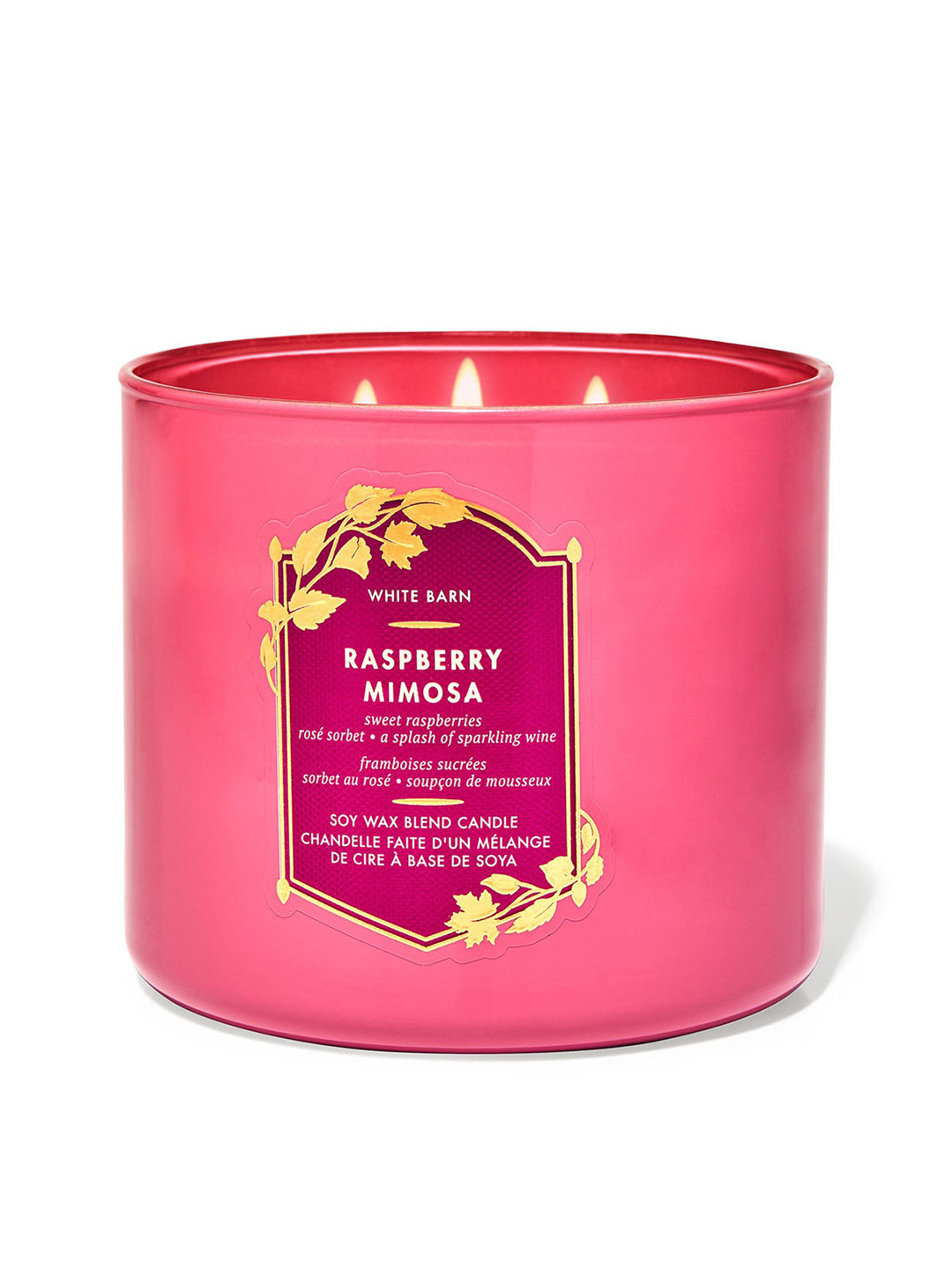 Bath & Body Works Raspberry Mimosa Scented 3 Wick Solid Geometric Regular Jar Candles