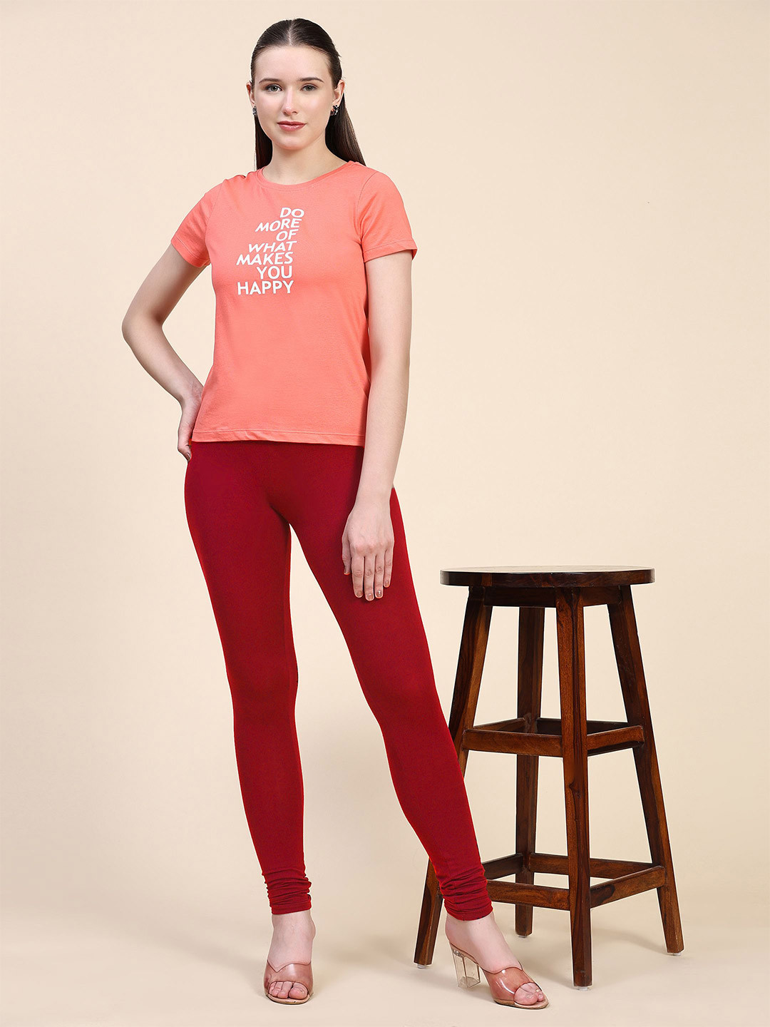 Outflits Printed Round Neck T-Shirts With Leggings