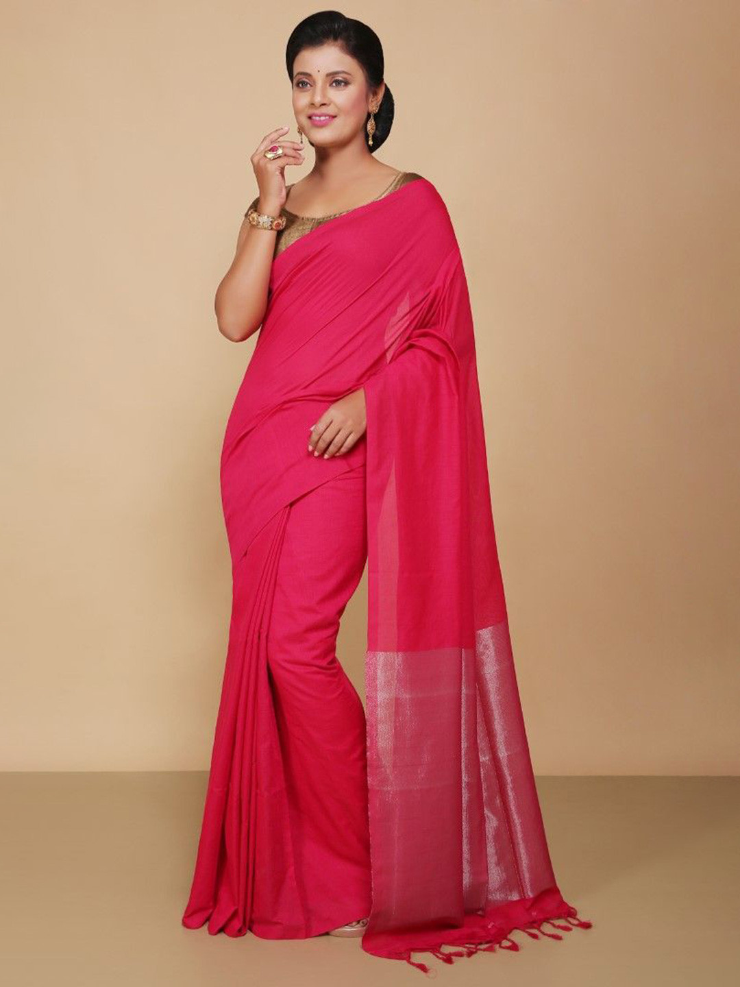 BENGAL HANDLOOM Tissue Taant Saree