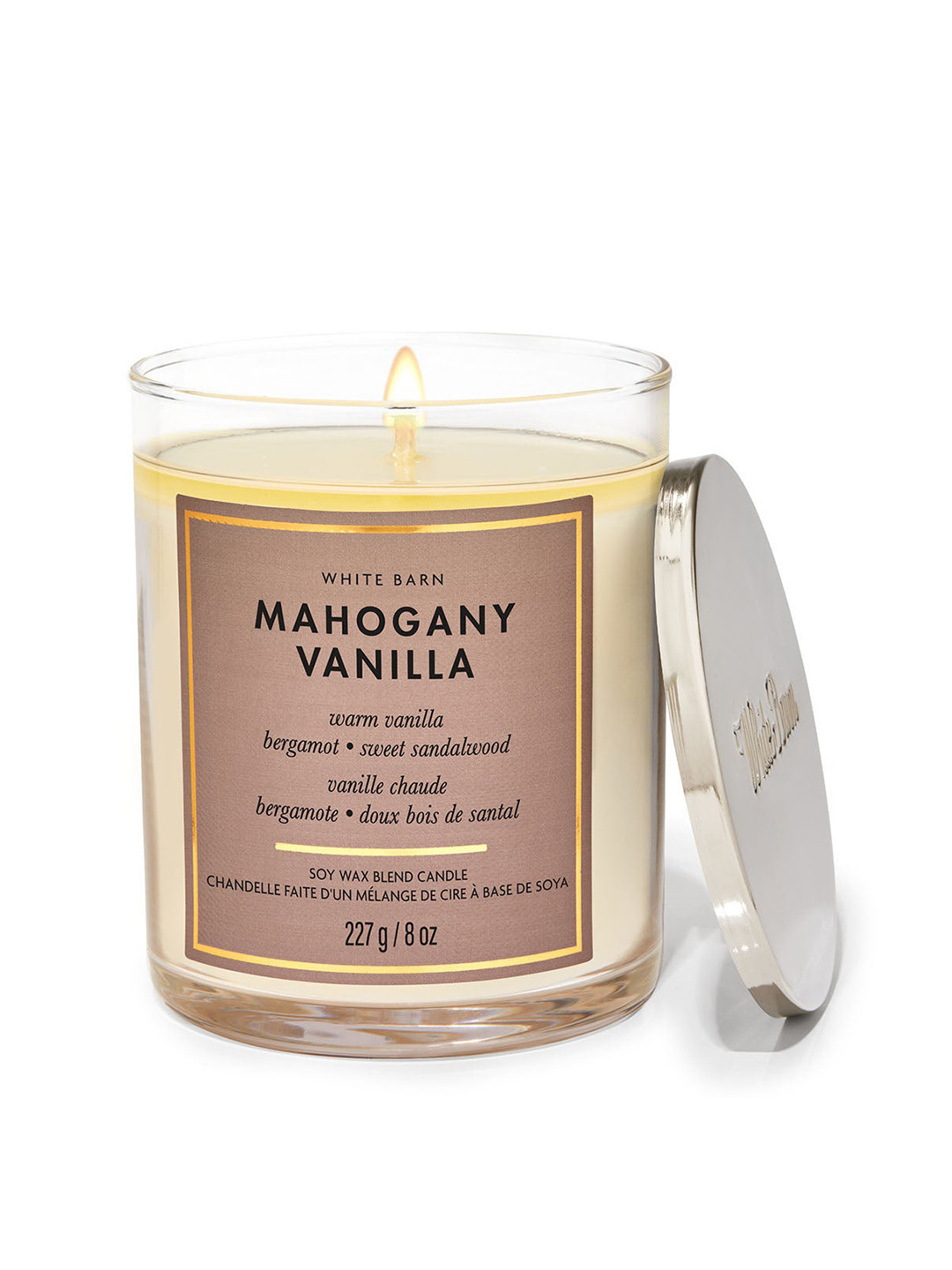 Bath & Body Works Mahogany 1 Wick Mahogany Vanilla Solid Geometric Regular Jar Candles