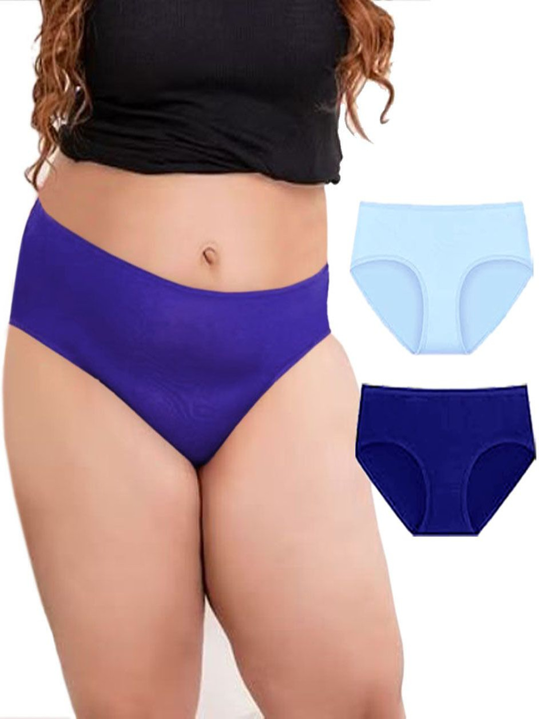 Diving Deep Pack Of 2 Cotton Hipster Briefs DD175 Blue, 07 New Pant_ies_2 PC_XL
