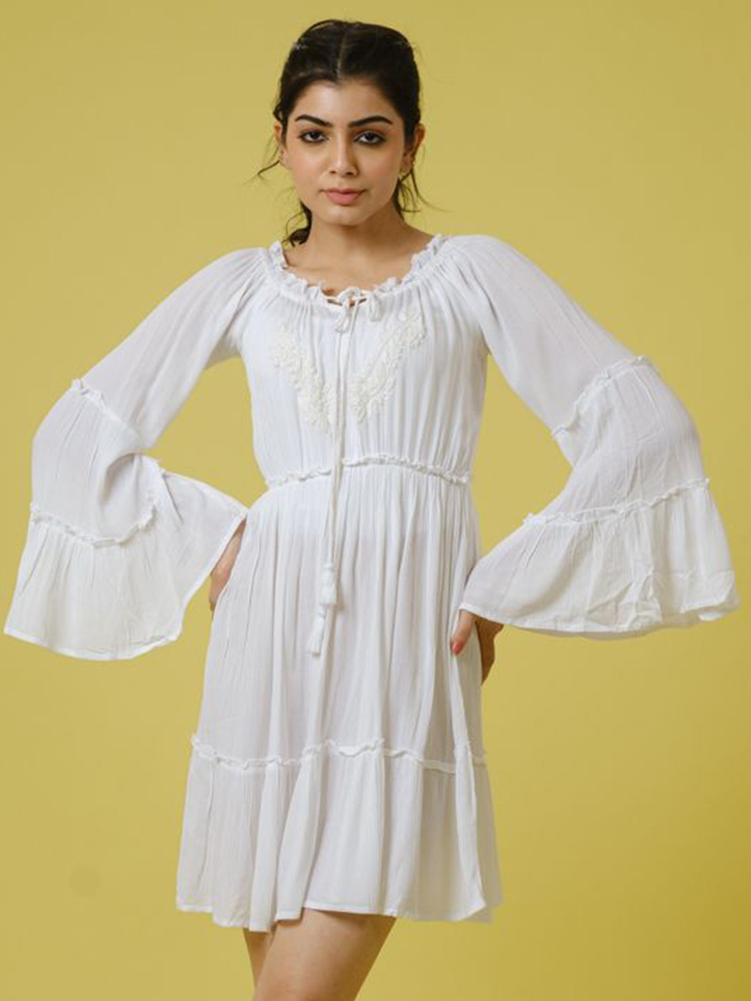 Hassu's Embroidered Fit & Flare Mini Dress