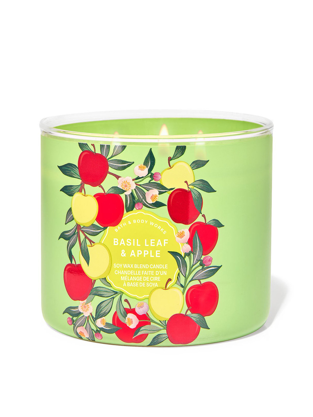Bath & Body Works Basil 3 Wick Basil Leaf & Apple Leaf Geometric Regular Jar Candles