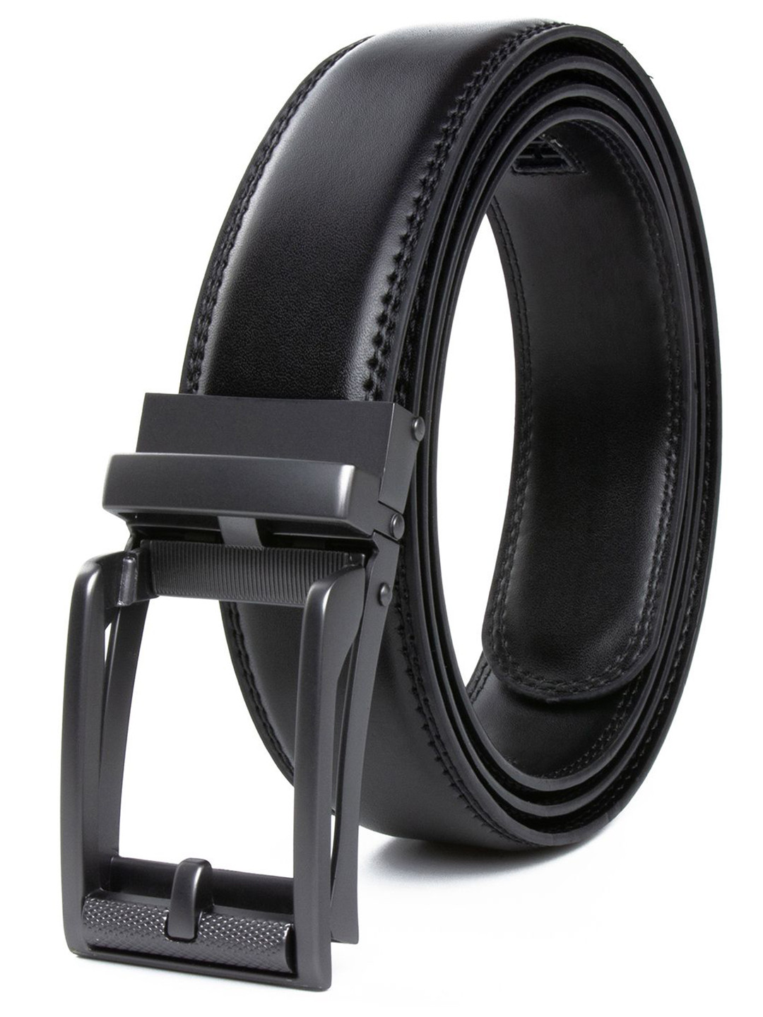 CONTACTS Men Auto Lock Black Leather Belt 4