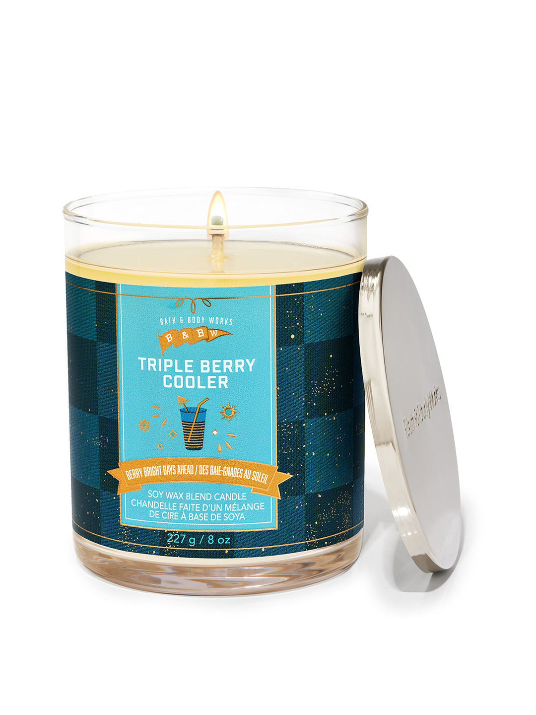 Bath & Body Works Triple Berry Cooler 1 Wick Geometric Geometric Regular Jar Candles