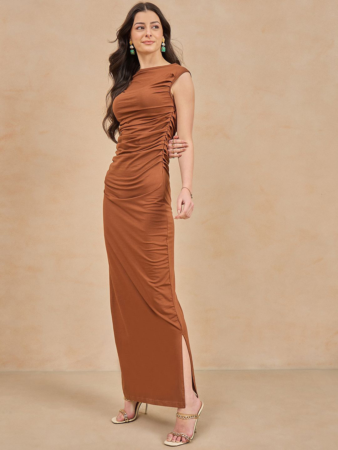 COLOR CAPITAL Women Cotton Solid Maxi Dress