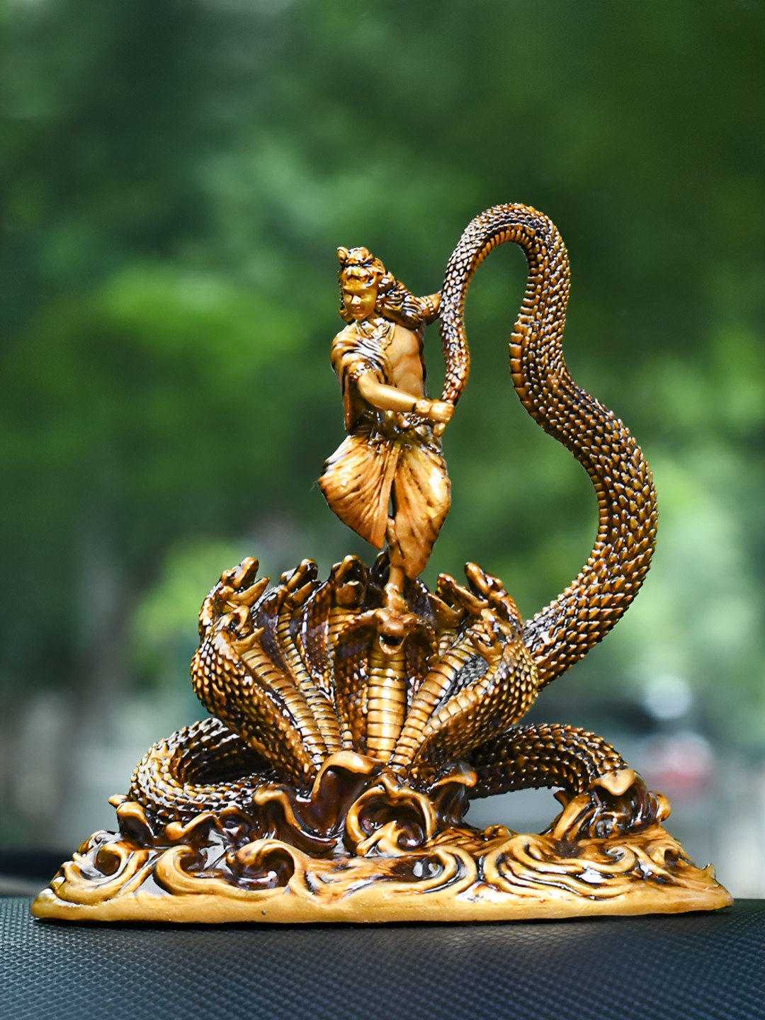 Artarium LLP Dancing Krishna Brown Resin Natural Prayer Room Small Showpiece - 3.5 Inches