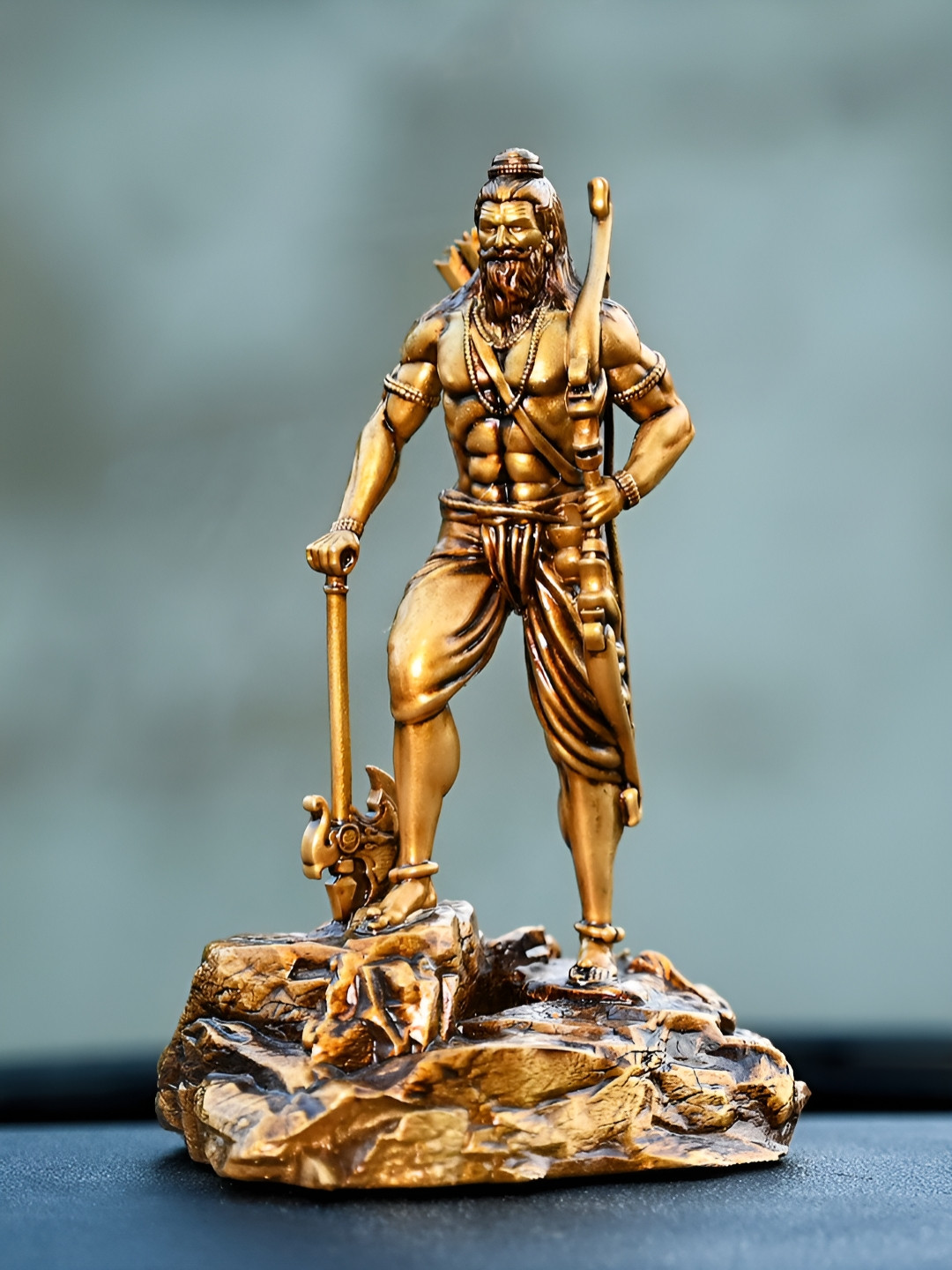 Artarium LLP Parashuram Ji Brown Resin Natural Prayer Room Small Showpiece - 3.9 Inches