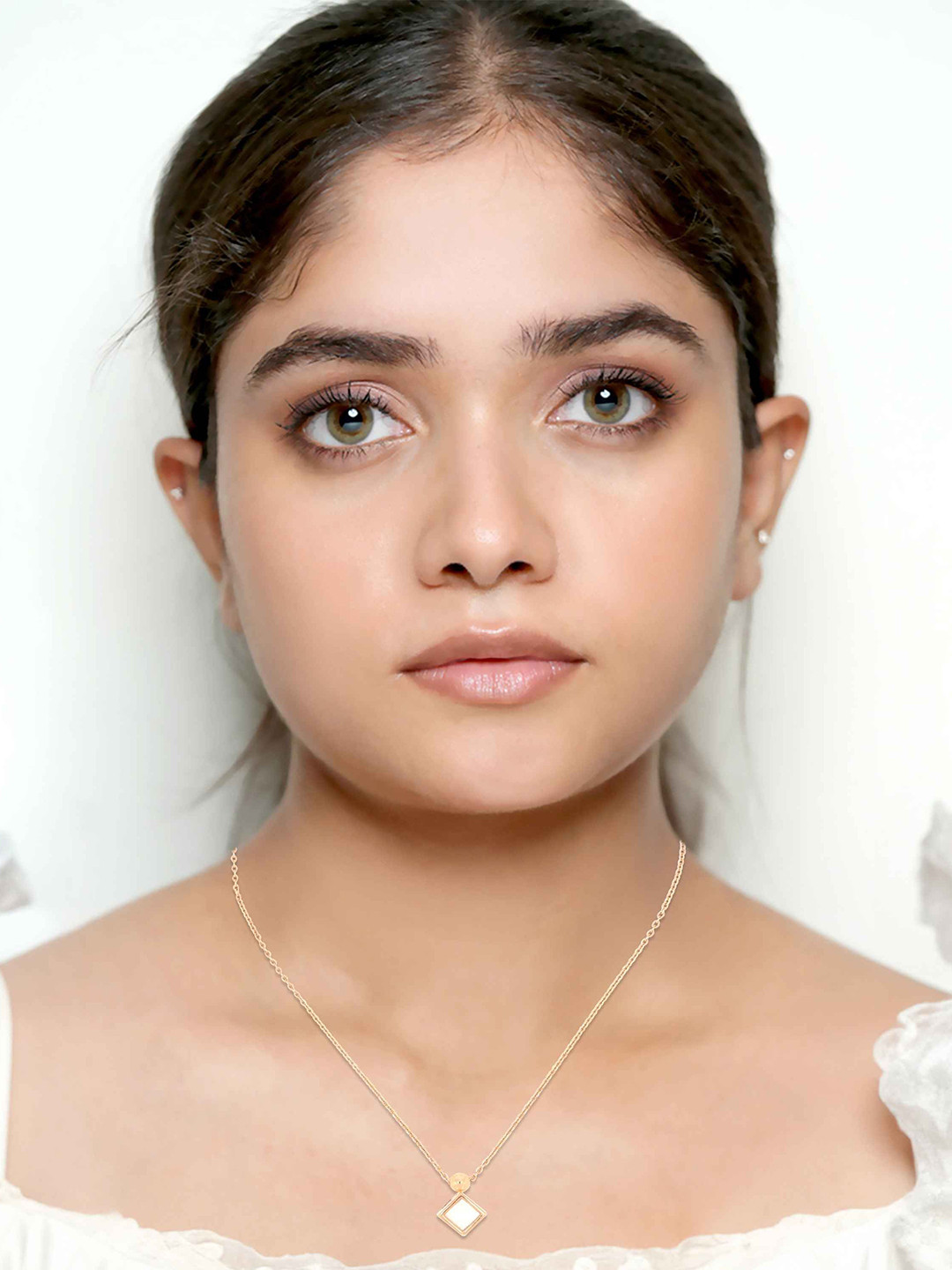 BHIMA 18K BIS Hallmark 750 Purity Rose Gold Prism Spark Necklace