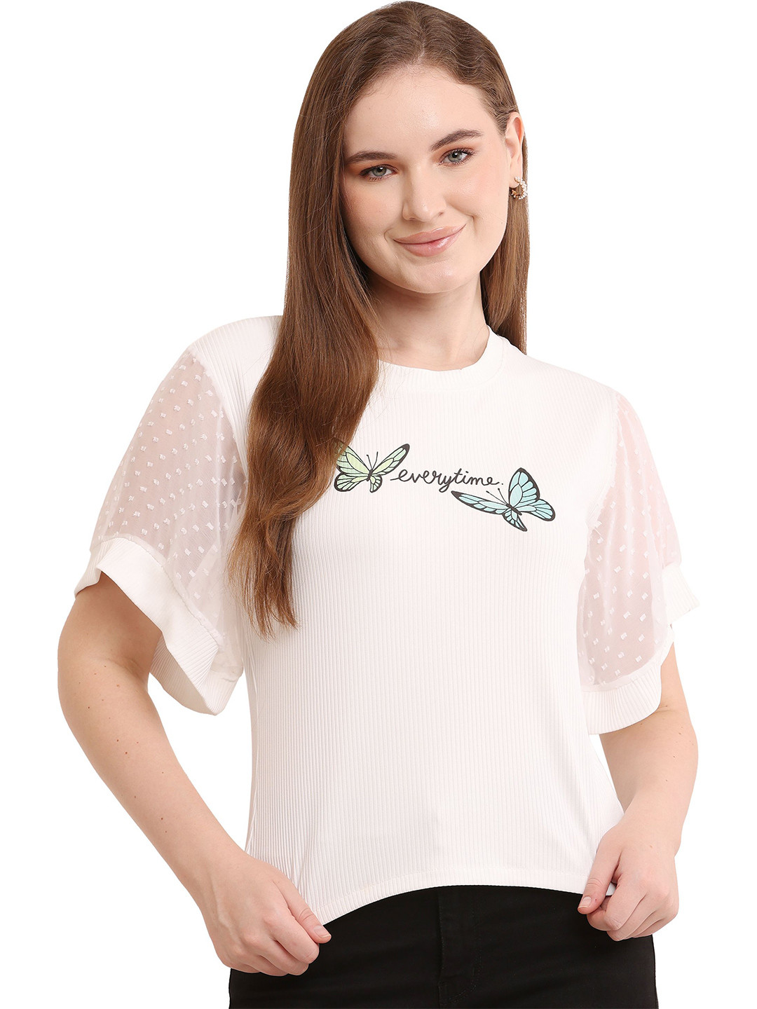 Sash Printed Round Neck Top