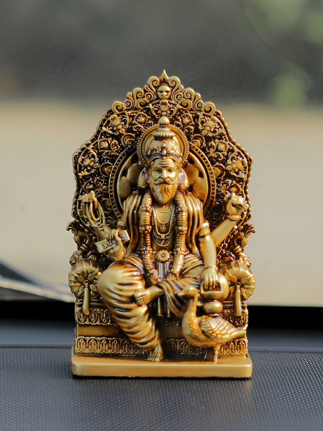 Artarium LLP Vishwakarma Brown Resin Natural Prayer Room Small Showpiece - 3.9 Inches