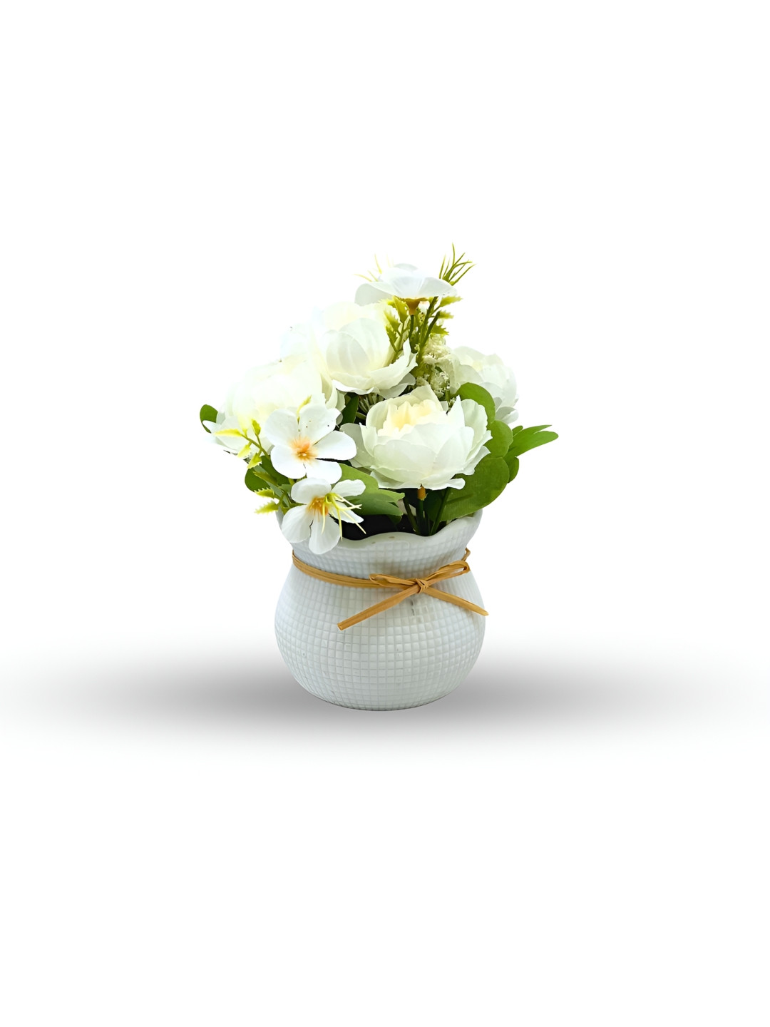 Myntra Elegant Homes White & Cream Jasmine & Peony Artificial Plant With Pot