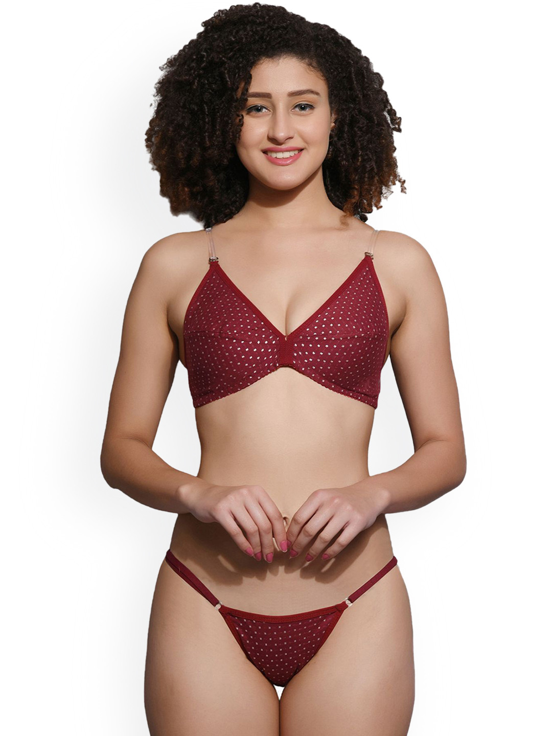 chia fashions Printed Non Padded Lingerie Set CHIAF-BIJLI-MAROON-30B