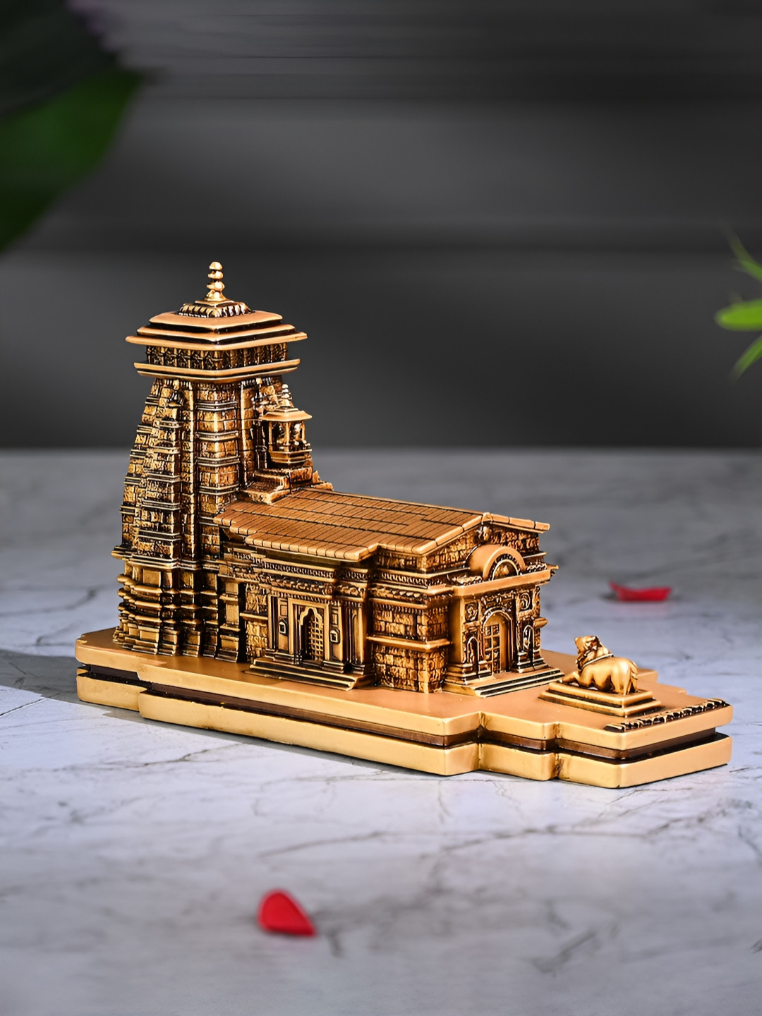 Artarium LLP Kedarnath Tample Brown Resin Natural Living Room Small Showpiece - 5.5 Inches