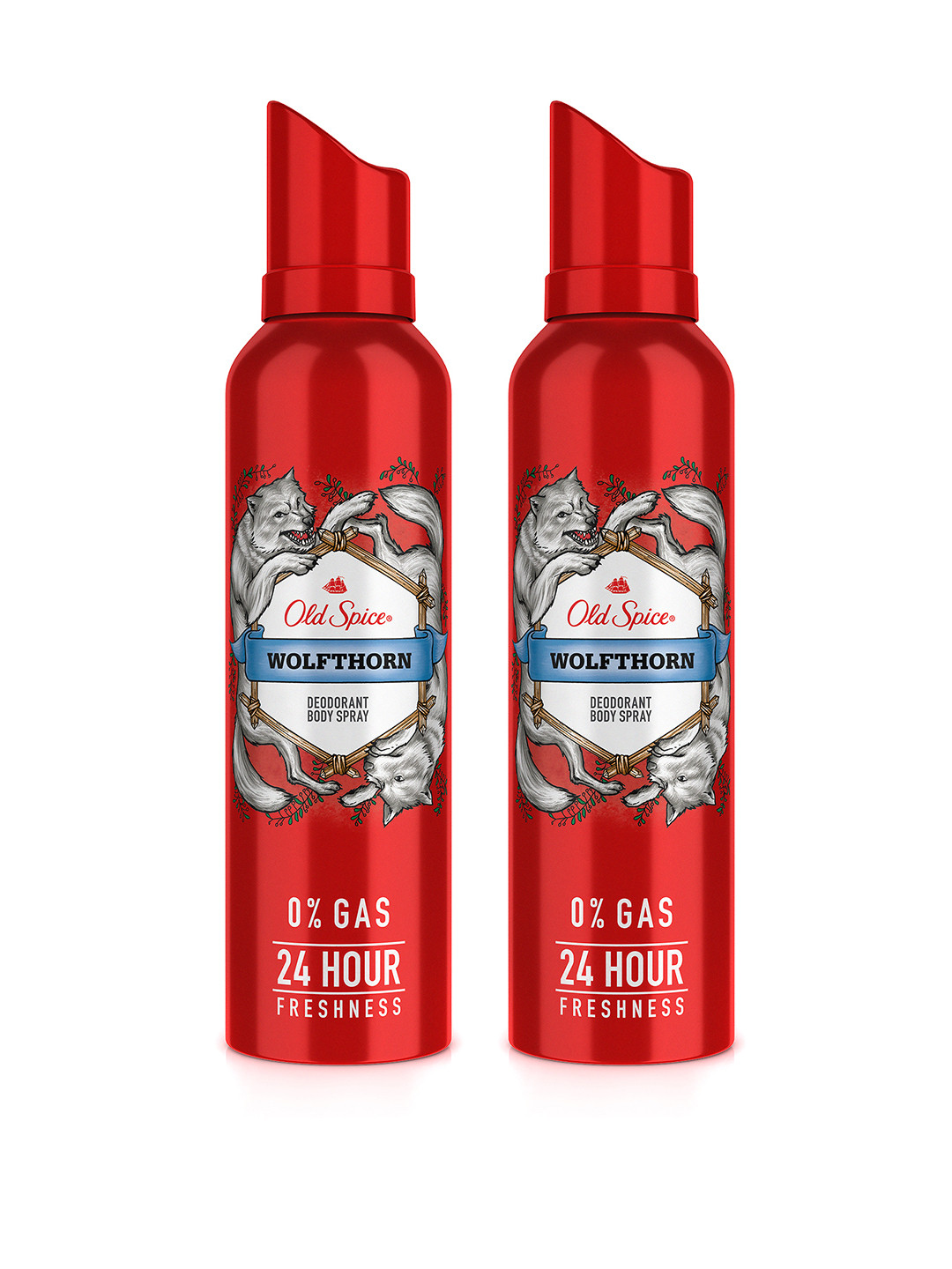 Old Spice Men Set of 2 Wolfthorn 0% Gas 24 Hour Freshness Deodorant Spray - 140 ml each