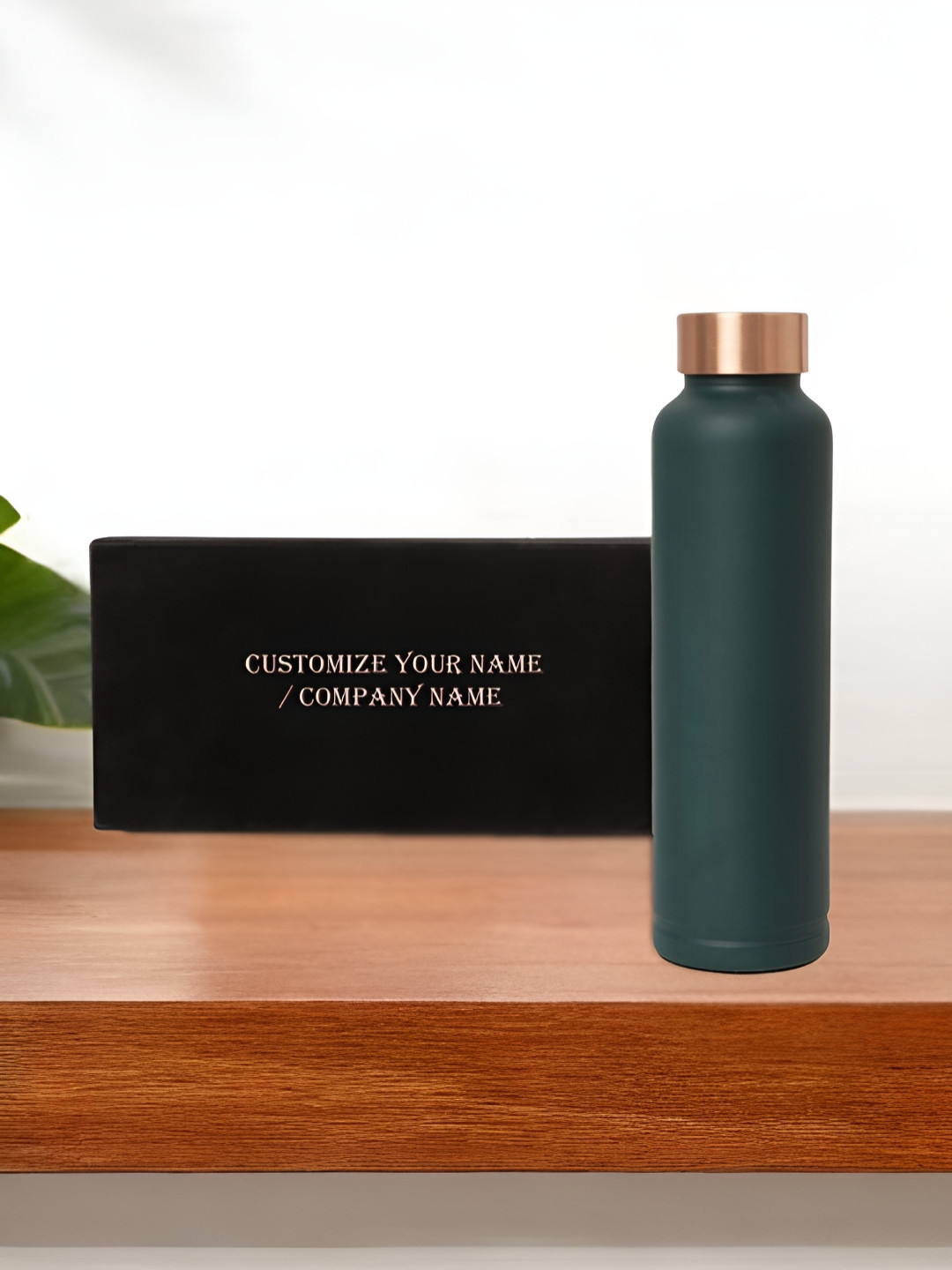 INTERNATIONAL GIFT Green Pure Copper Water Bottle With Velvet Box & Bag - 950ml
