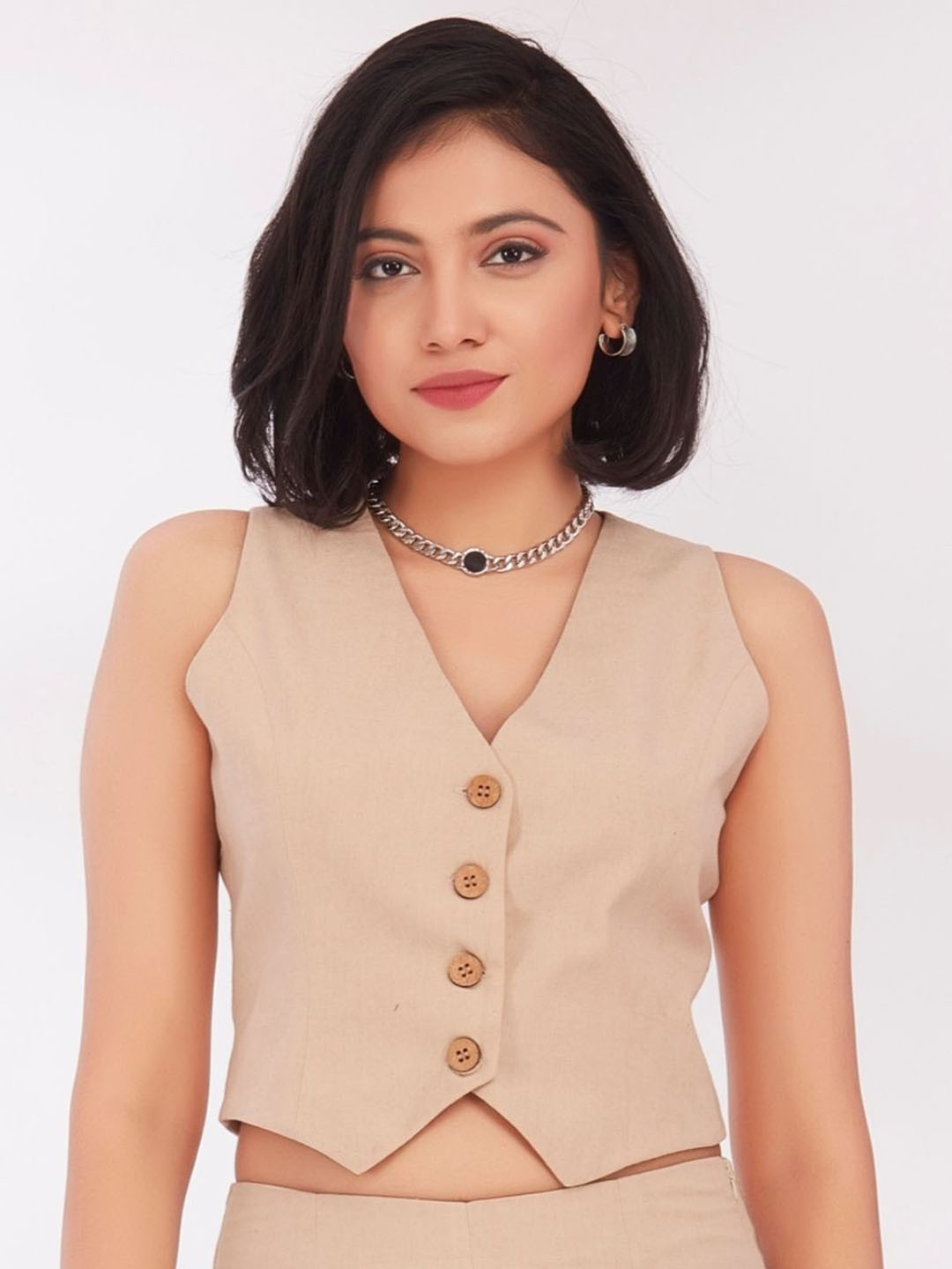 KAIN V-Neck Sleeveless Pure Cotton Waistcoat