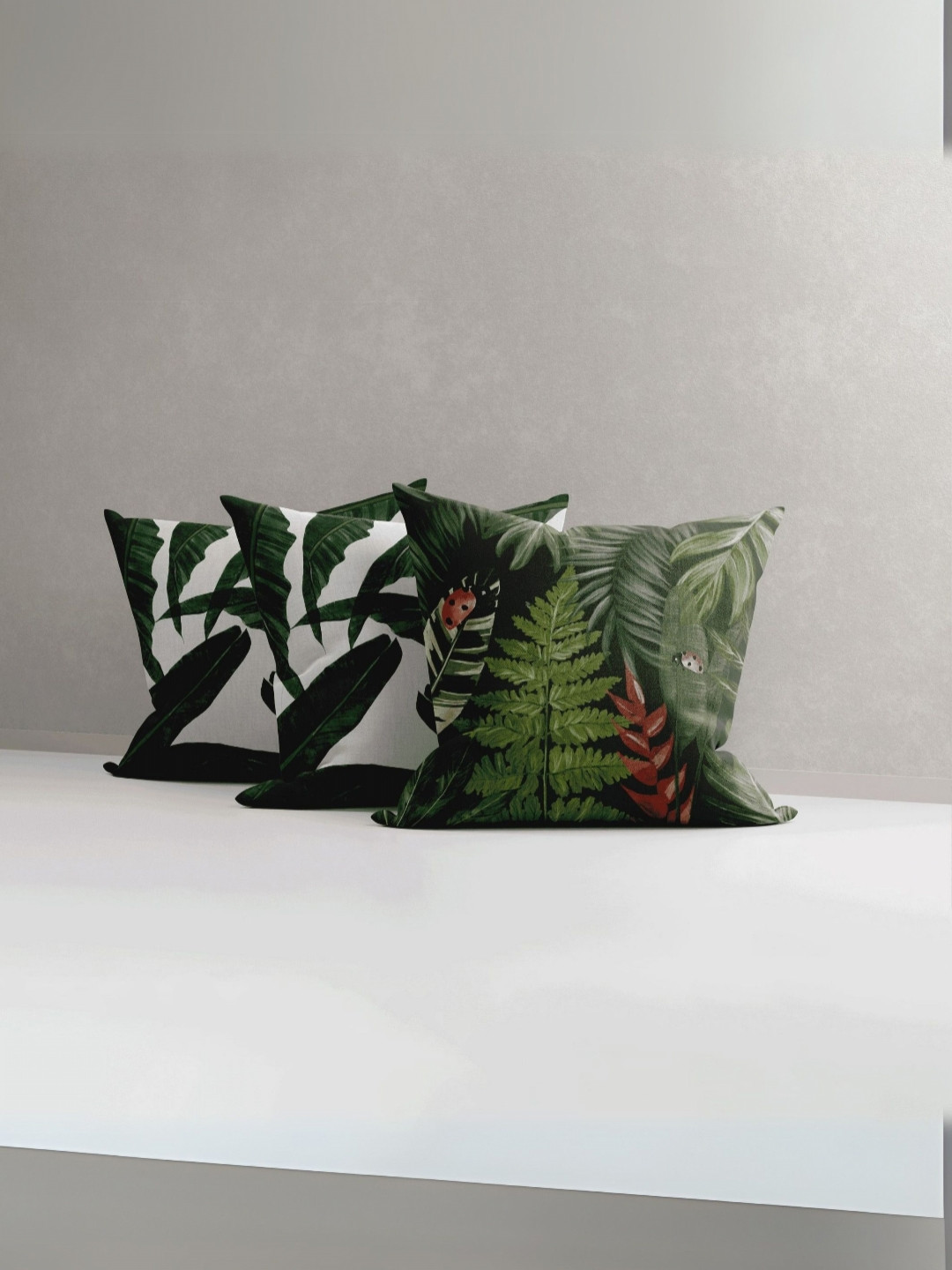LUSHLYF Our Lady Beetle Night X Bliss Banana Green 3 Pcs Printed Velvet Cushion Covers