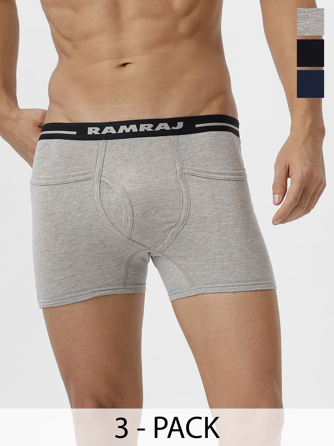 Ramraj Men Plus Size Pack of 3 Solid Low Rise Cotton Trunks TARGET_NYGMBL
