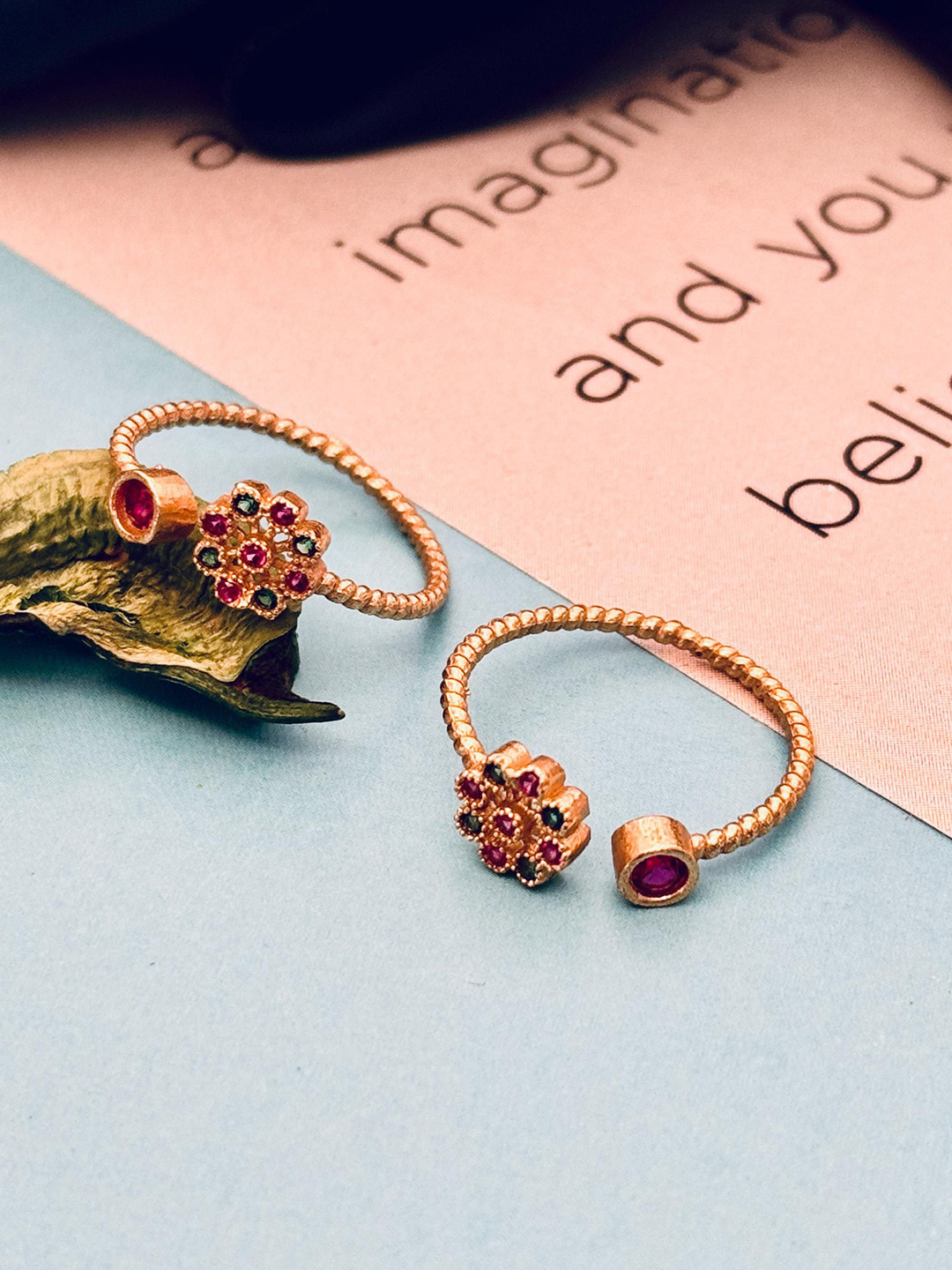 Anouk Set Of 2 Gold-Plated American Diamond Studded Toe Rings