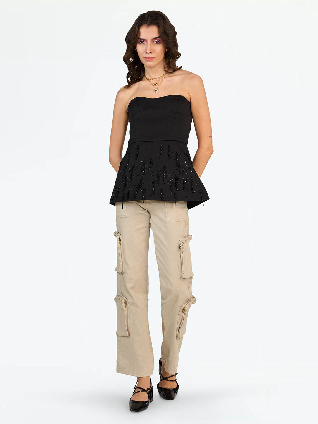 LOVEGEN Women Greige Baggy Loose Fit Cargos