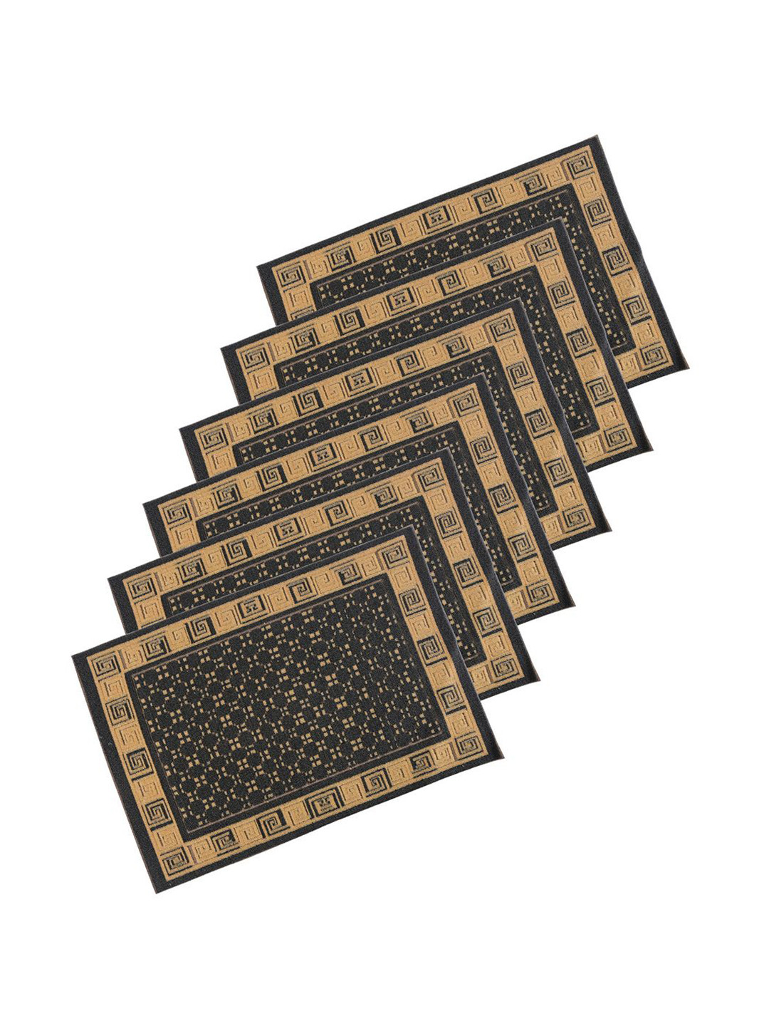 Kuber Industries Grey & Beige 6 Pieces Cross Tee Rectangular Anti-Skid Doormats