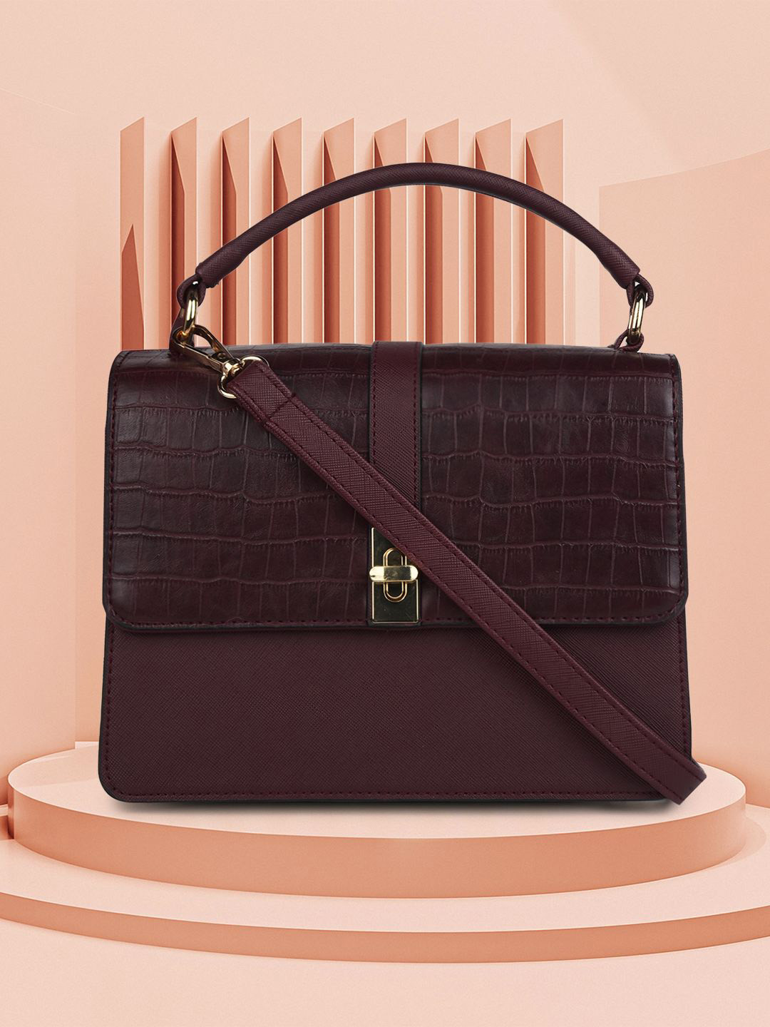 Marie Claire Women Textured Structured Satchel Bag