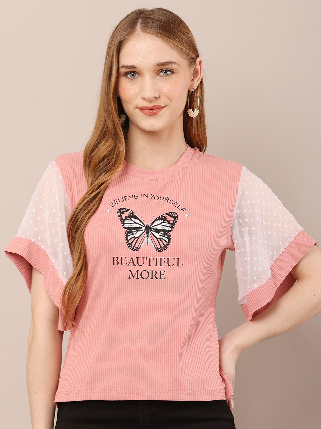 Sash Women Printed Bell Sleeve Top