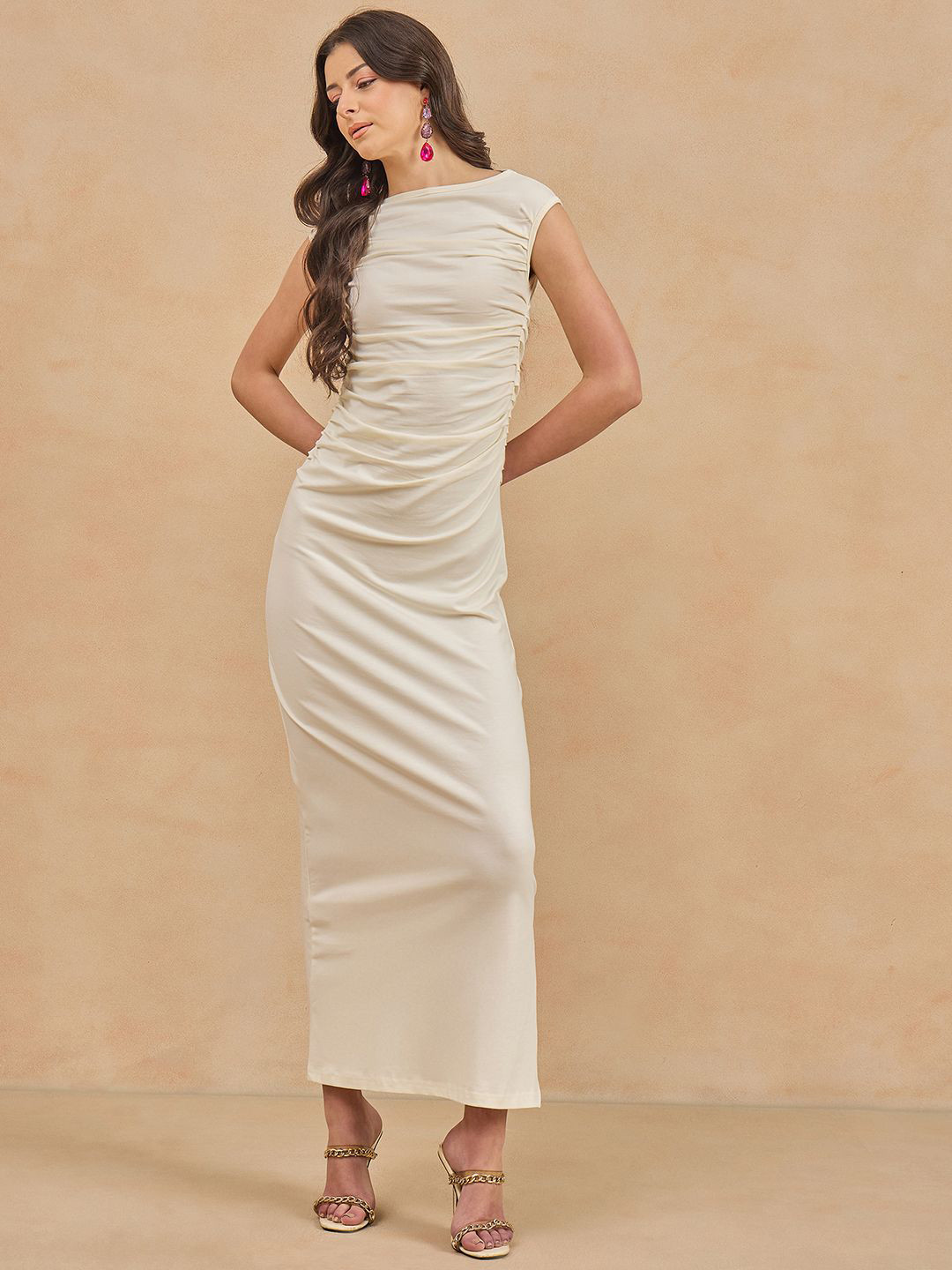 COLOR CAPITAL Solid Round Neck Sleeveless Maxi Dress