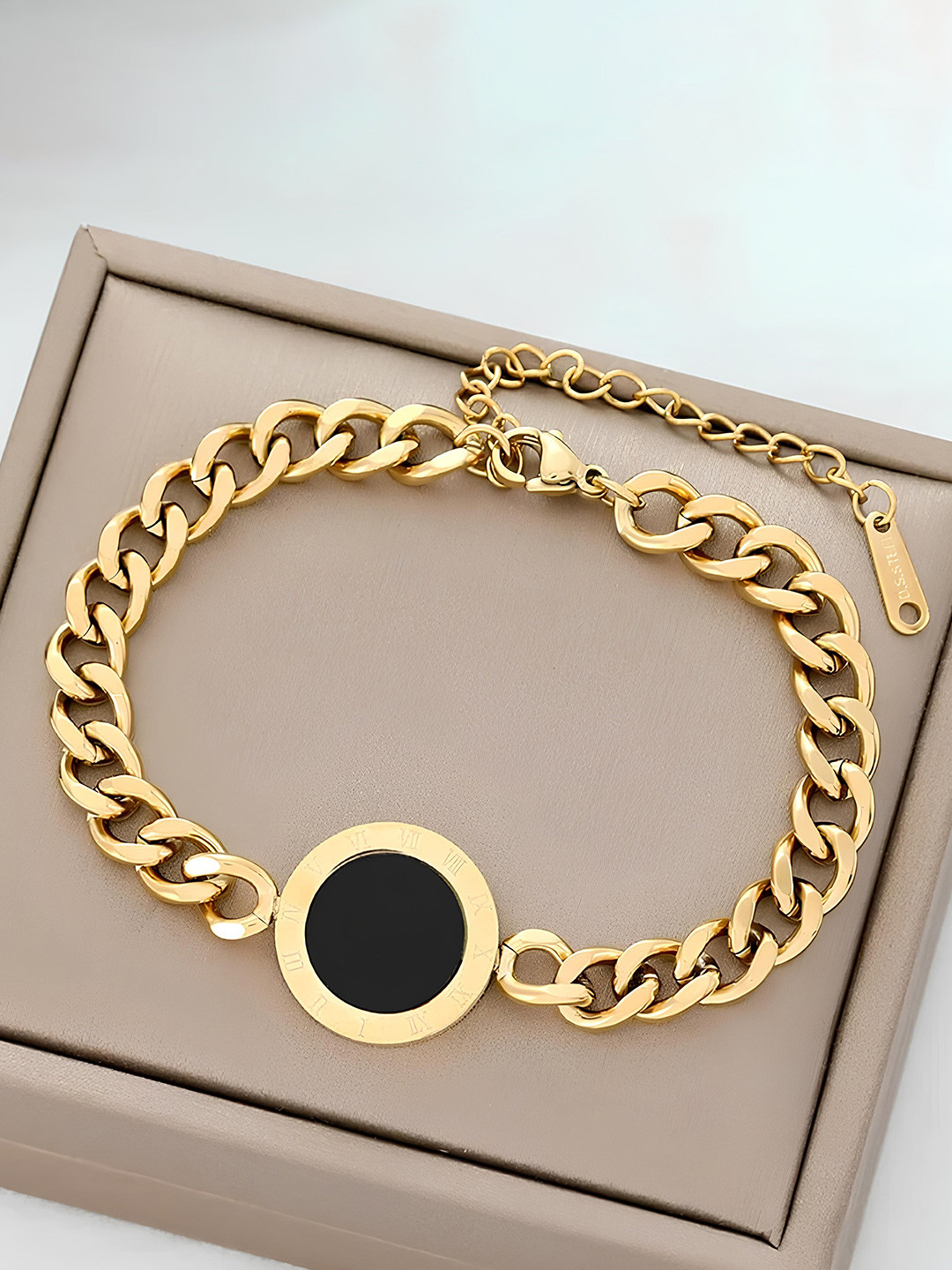 KARISHMA KREATIONS Stainless Steel Gold-Plated Anti Tarnish Double Sided Shell Bracelet