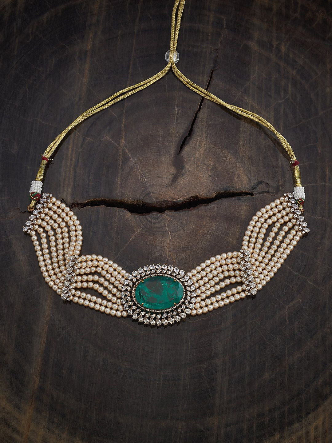 Kushal's Fashion Jewellery  Copper Mint Victorian-Plated Cubic-Zircon Necklace