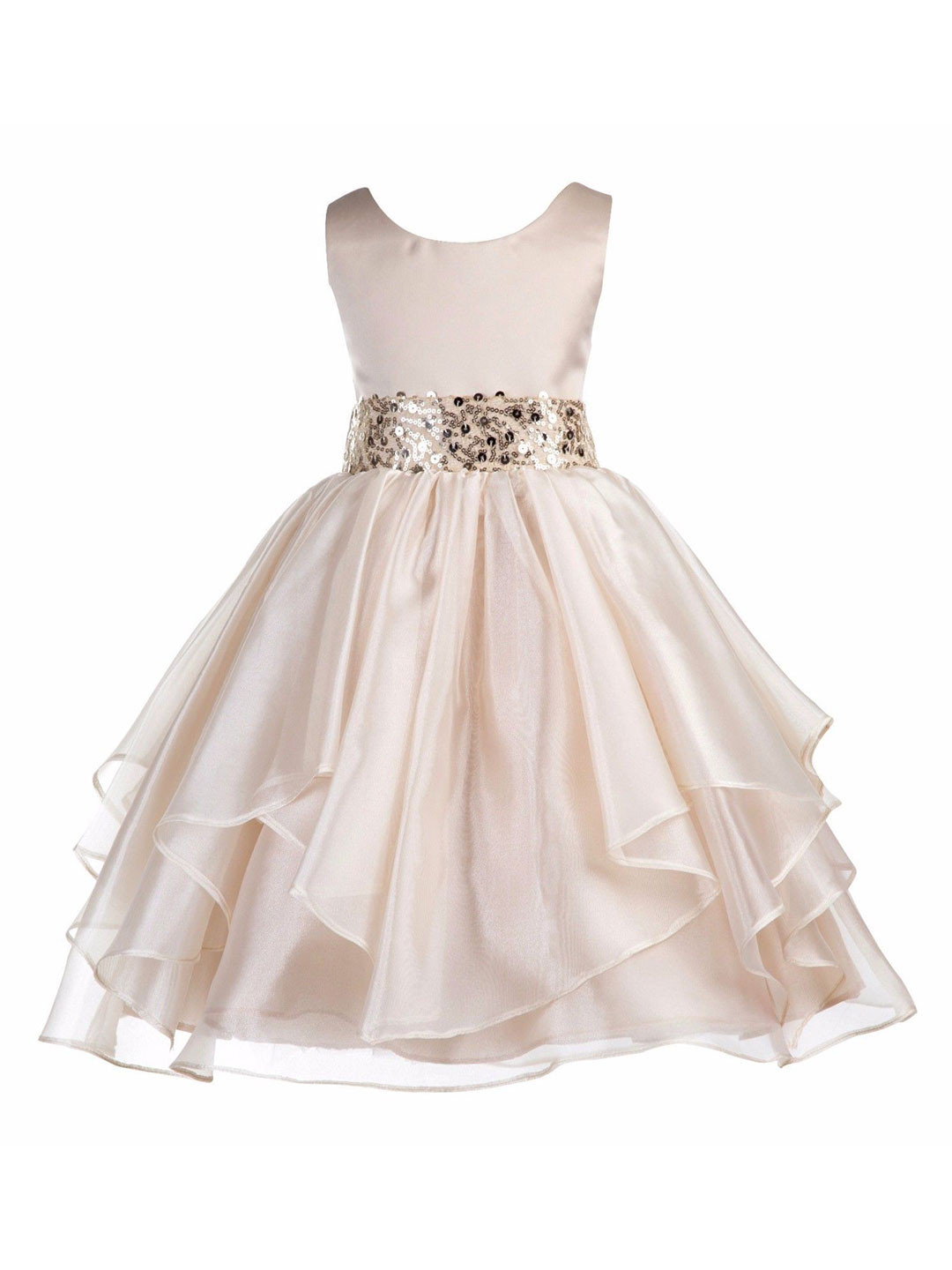 Wow Princess Girls Layered Round Neck Fit & Flare Maxi Dress