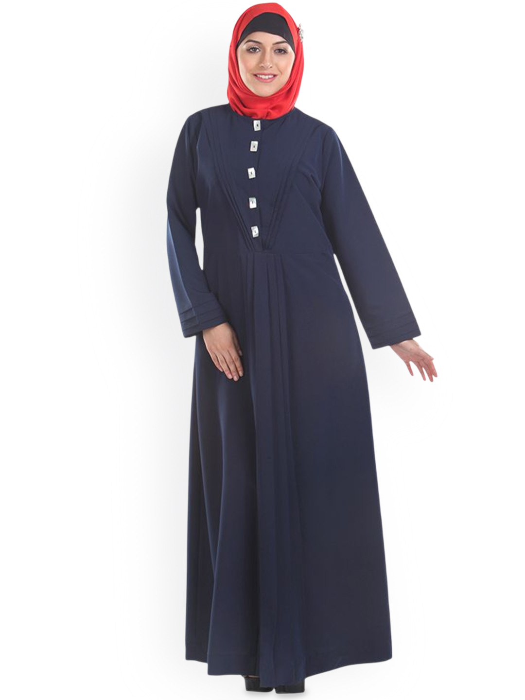 MOMIN LIBAS Round Neck Pleated Abaya