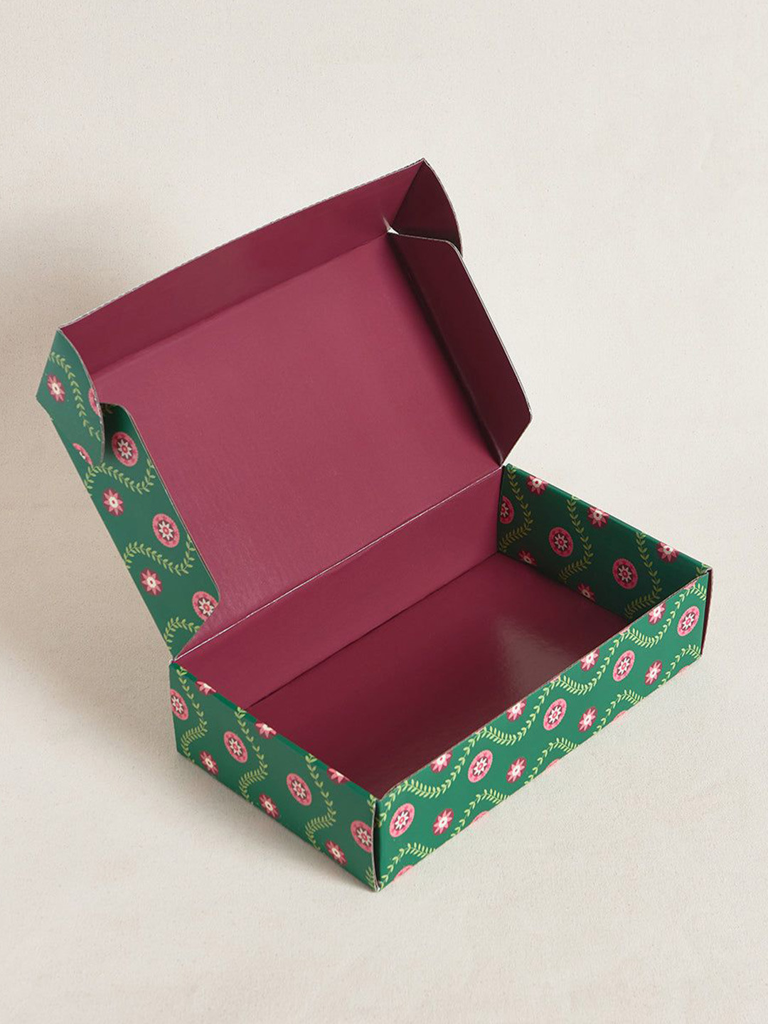 Chumbak Green & Pink Printed Canvas Jhilmil Gift Box - Rectangular