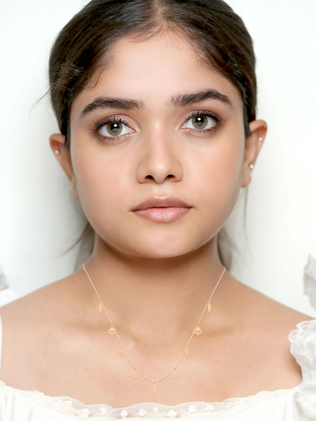 BHIMA 18K BIS Hallmark 750 Purity Rose Gold Dangler Necklace