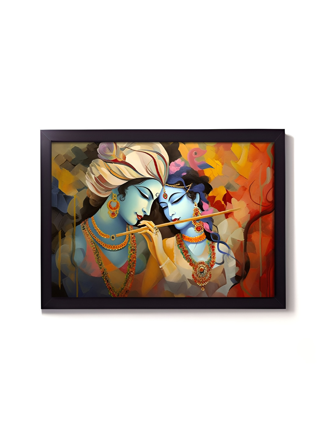 Aura Orange Synthetic Wood Wall Living Room Rectangle Potrait Paintings Wall Art