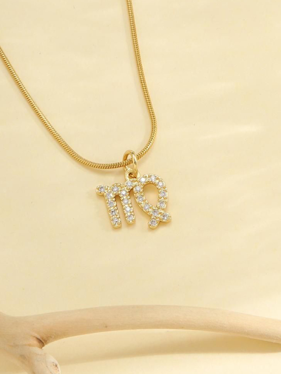 SALTY Cosmic Zodiac Contemporary Artificial Stones Studded Pendant with Chain