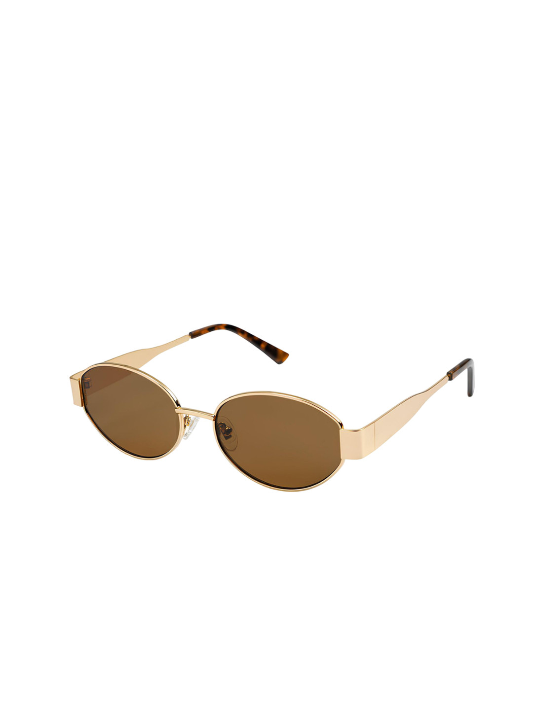 4Flaunt Unisex Essntl oval Sunglasses Gold Brown 4F-ESSNTL01
