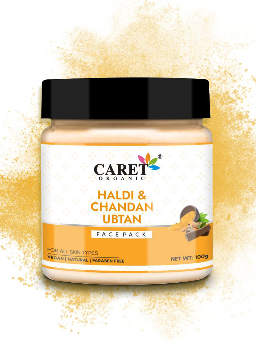 CARET ORGANIC Haldi & Chandan Face Pack For Skin Brightening - 100 g