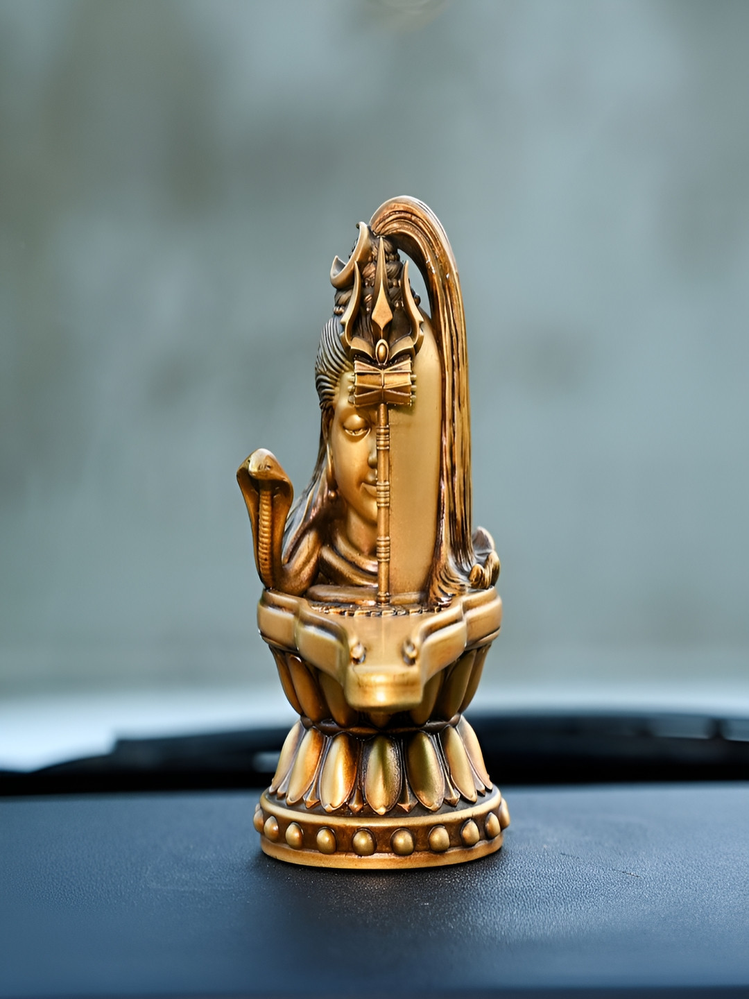 Artarium LLP Shiva Lingam Brown Resin Natural Prayer Room Small Showpiece - 3.9 Inches