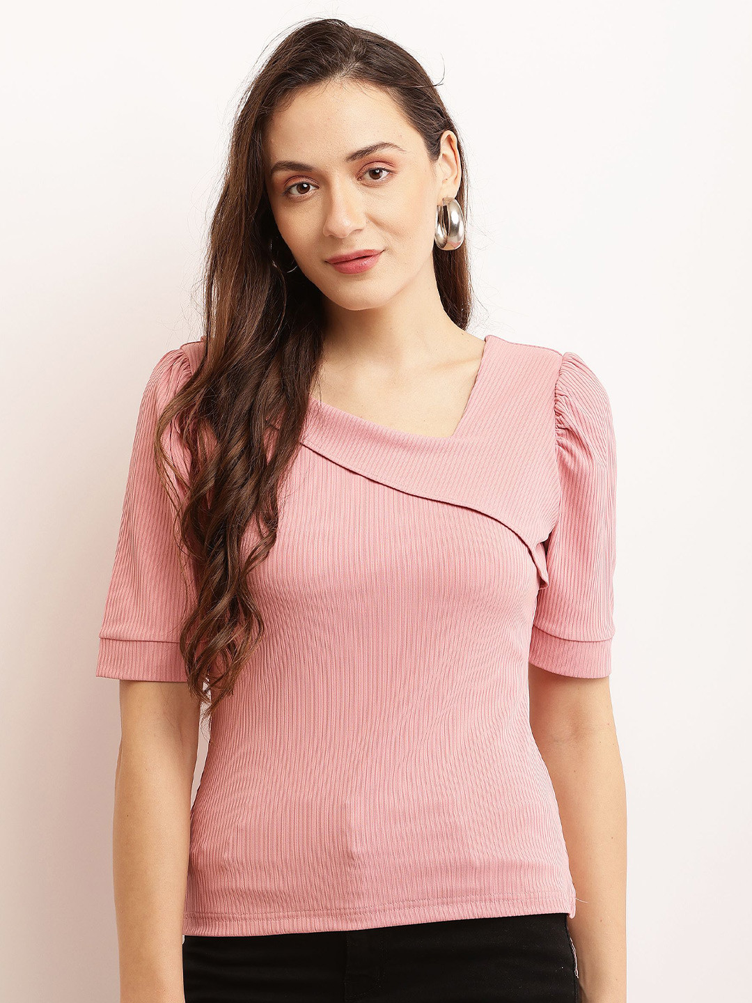 Sash solid v neck short regular sleeves Top