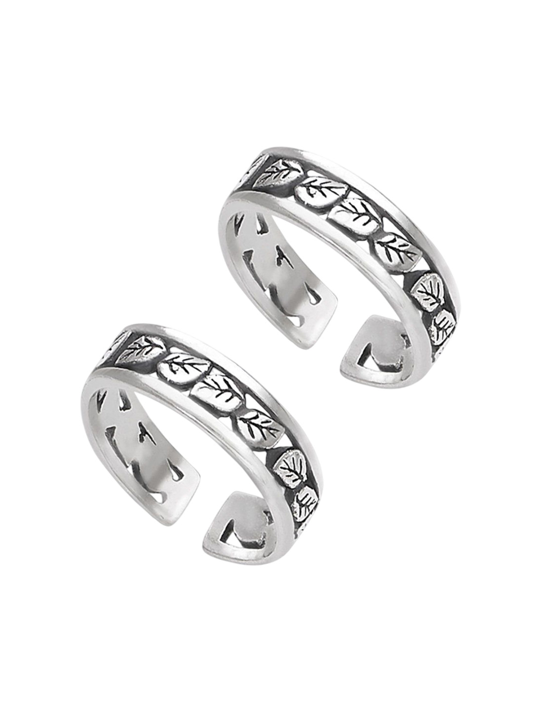 Taraash Sterling Silver-Plated Beautiful Cutwork Antique Finished Toe Ring