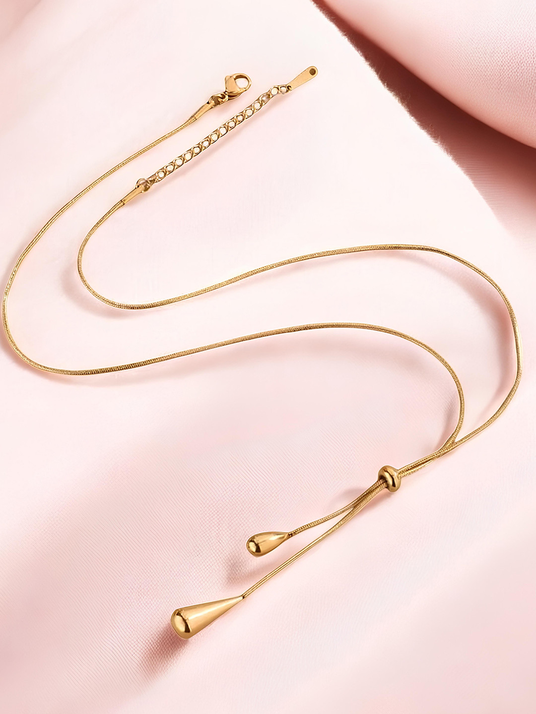 KARISHMA KREATIONS Gold-Plated Stainless Steel Water Drop Minimal Chains