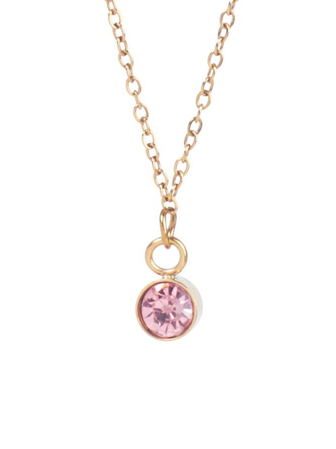 SALTY Crystal Stone Studded Aura Circular Shaped Pendant with Chain