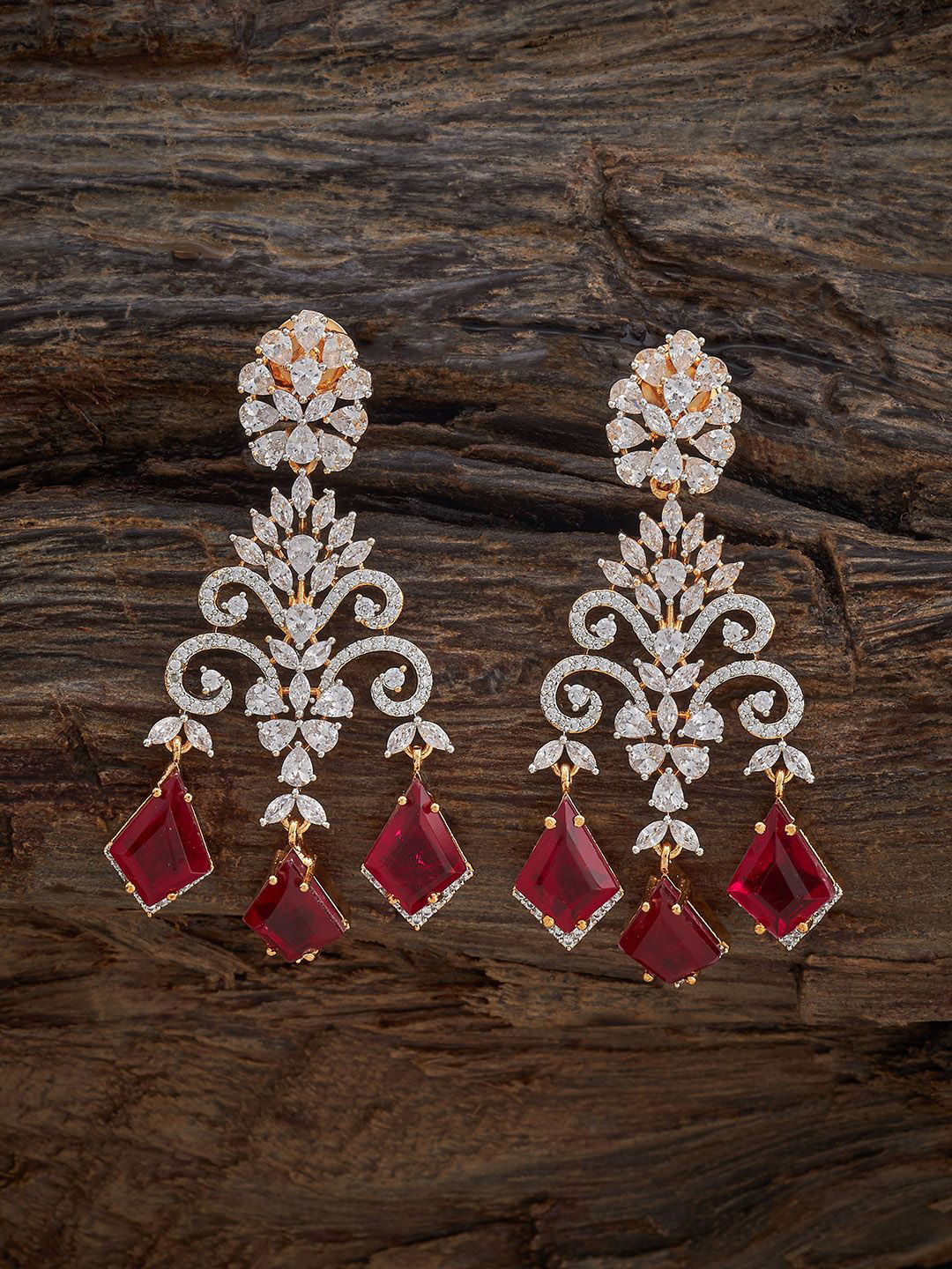 Kushal's Fashion Jewellery  Ruby Classic Cubic Zircon Drop Earrings