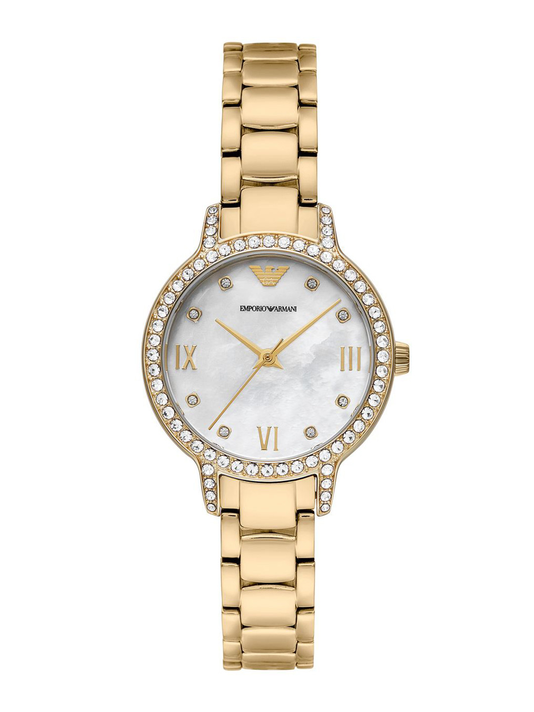 Emporio Armani Women Embellished Dial & Stainless Steel Straps Analogue Watch AR11652