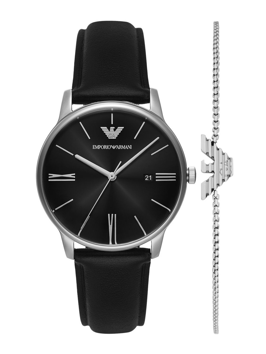 Emporio Armani Men Dial & Leather Straps Analogue Watch AR80079SET