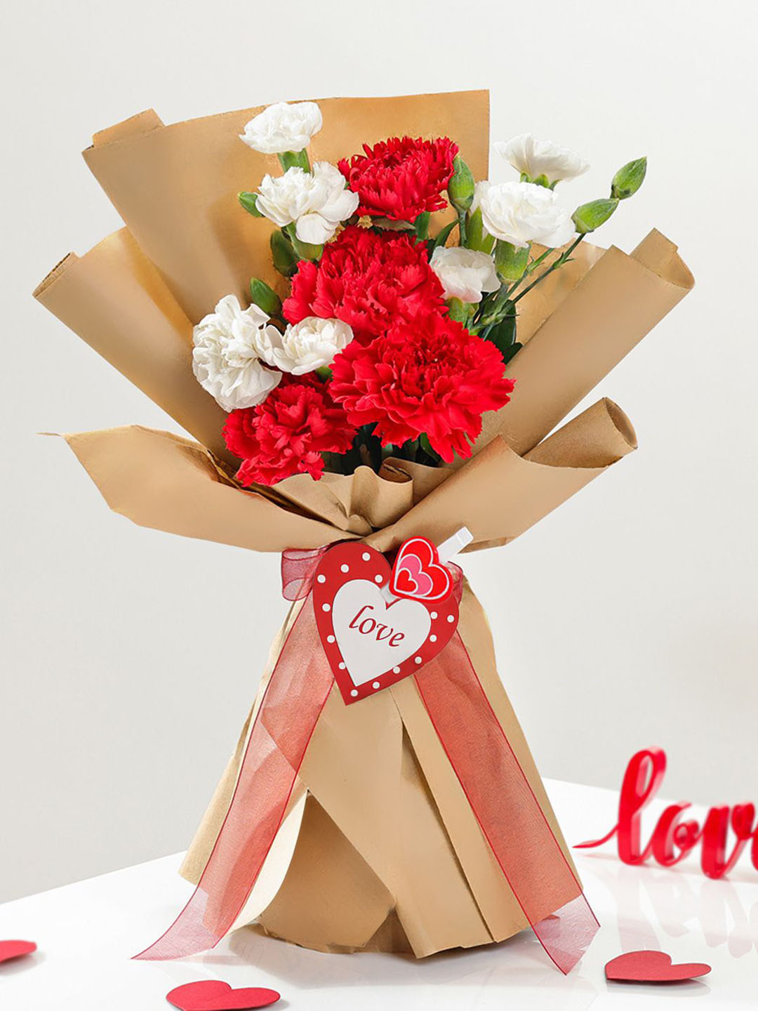 IGP Red & White 12 Pieces Carnations Bouquet