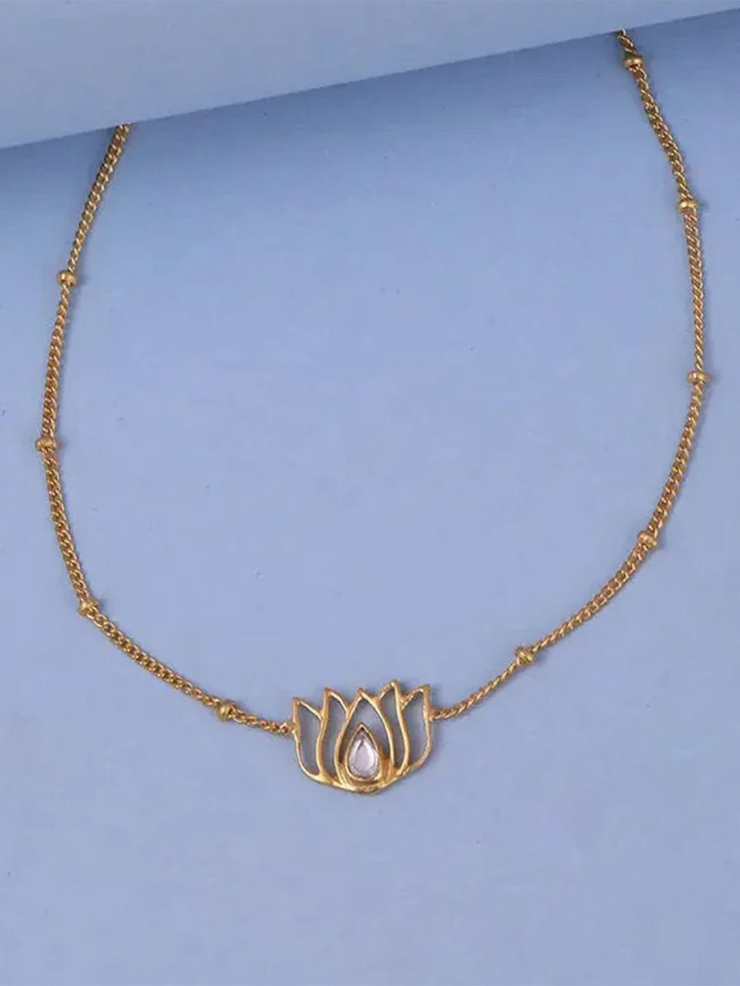 Unniyarcha Women 92.5 Silver Gold-Plated Lotus Wraparound Bracelet