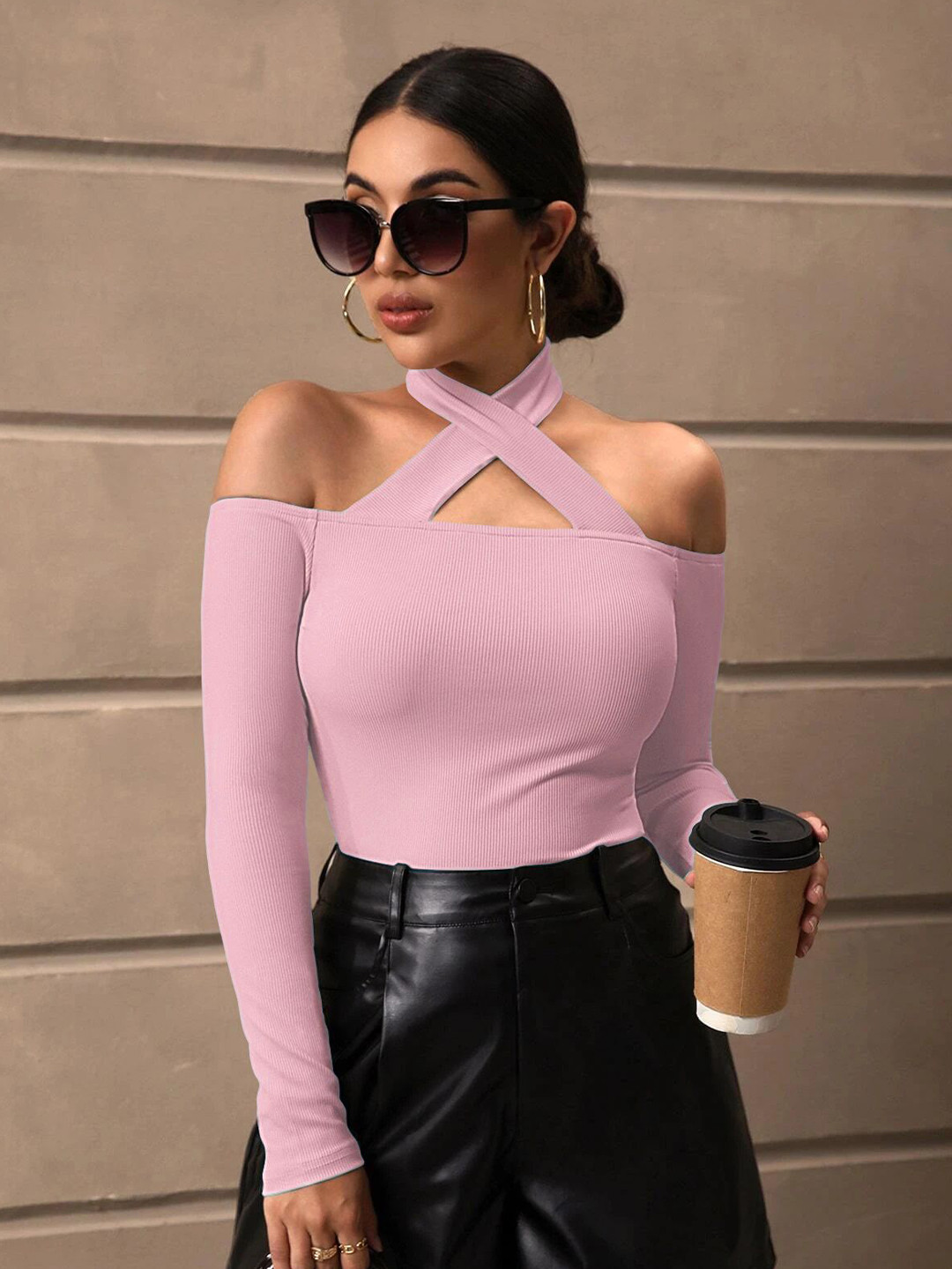 AVANOVA Women Ribbed Fitted Top